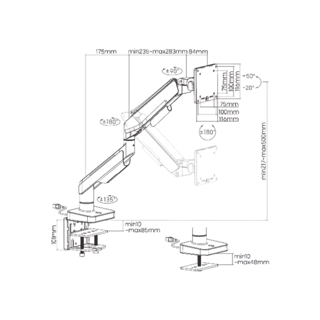 MXG HMA-12R Single RGB Monitor Arm in Pakistan | TM Gears